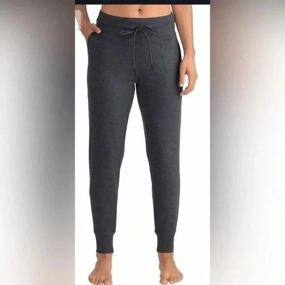 LOLE Women’s Lounge Jogger Pant L Dark Gray Charcoal Drawstring Pockets EUC B56 - Picture 1 of 6